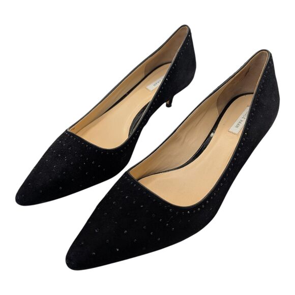 Cole Haan Bradshaw Jewel 40 Women’s 8.5 Black Suede Kitten Heel Sexy Formal - Picture 1 of 8